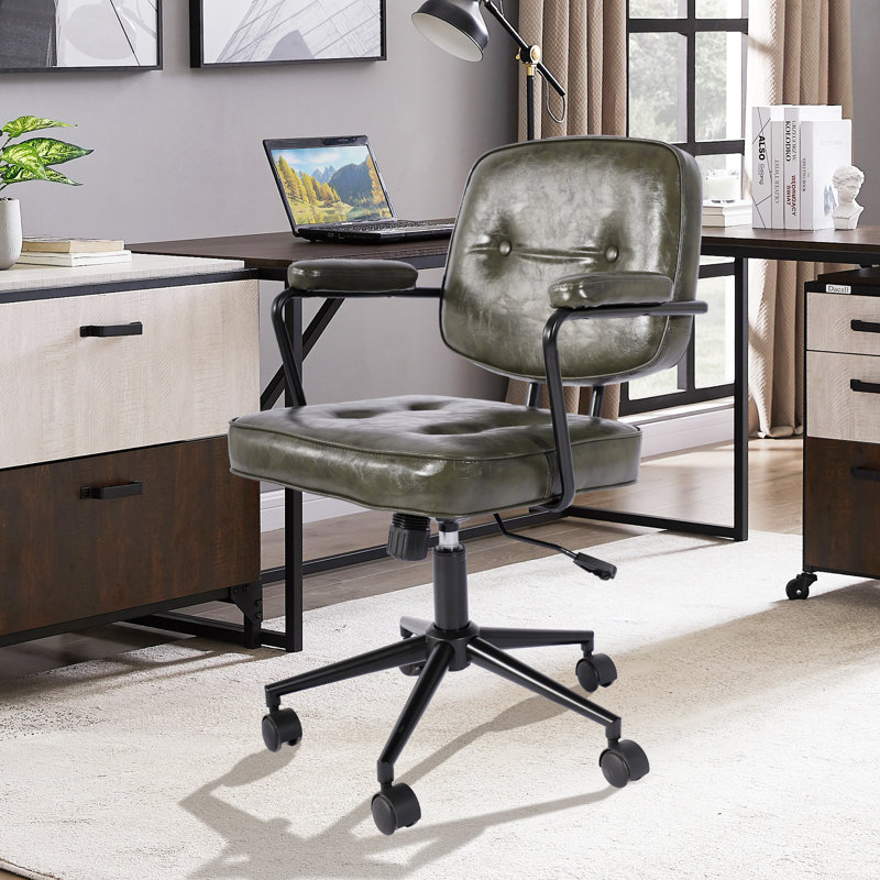 Sharpe Retro Leather Office Task Chair, Green