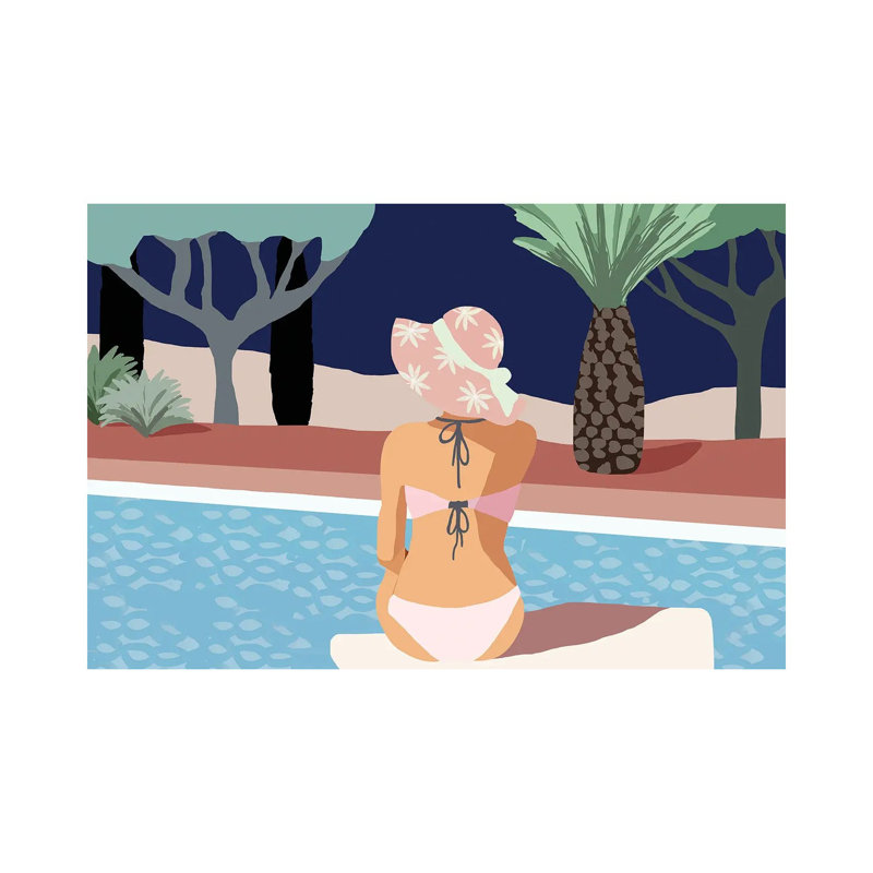«Pool Days II» par Flora Kouta, impression sur toile tendue, H 18 po x l 26 po x P 1,5 po