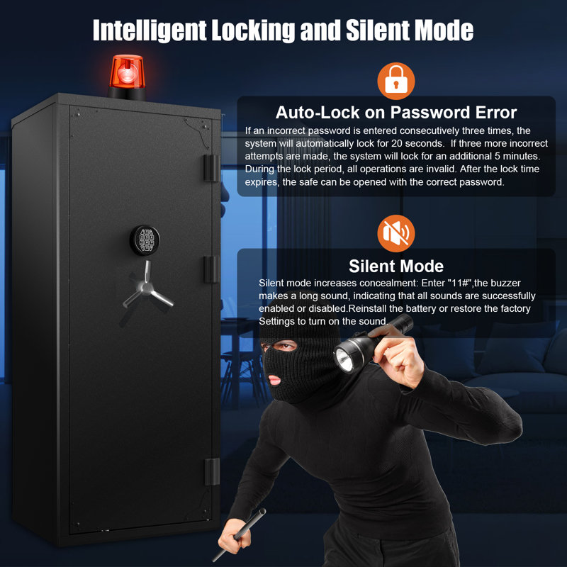 23 Rifle Gun Safe, Long Gun Safes for Rifle and Shotgun with Password Lock and LED Light