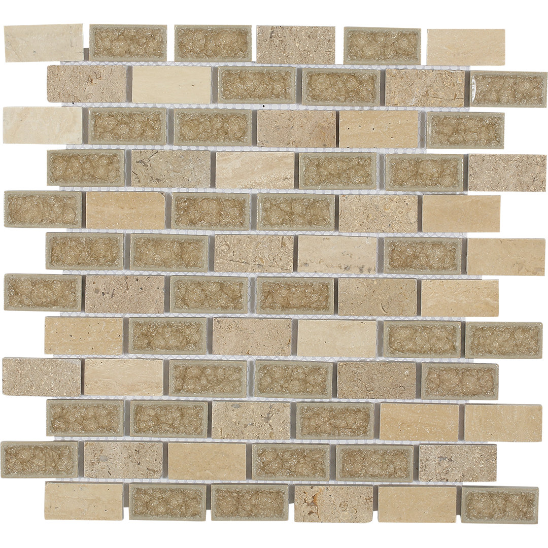 Roman 1" x 2" Glass/Stone Brick Joint Mosaic Wall Tile Bond Tile 