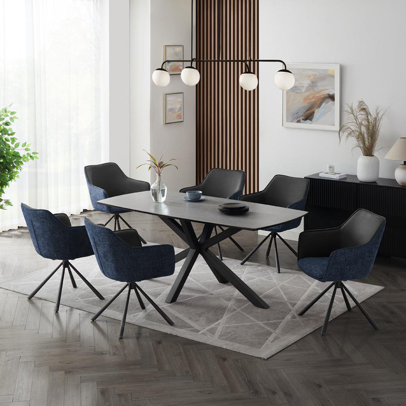 Deanie 6 - Person Dining Set, Blue/Gray, 75cm H x 150cm W x 80cm L