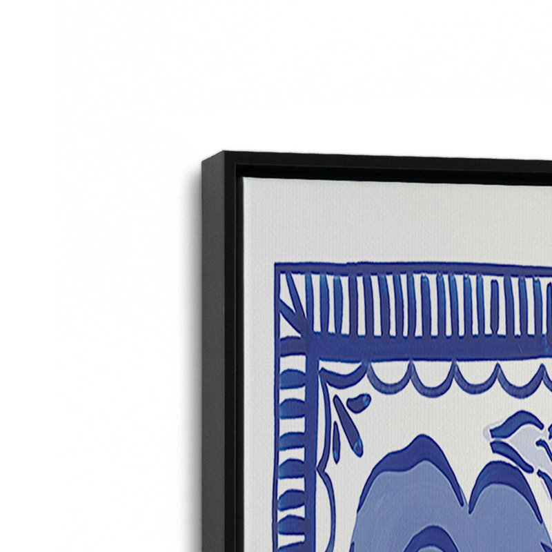 Impression sur toile «Bleu Reverie» par Laura Marshall, H 12 po x l 12 po, Cadre flottant, Noir