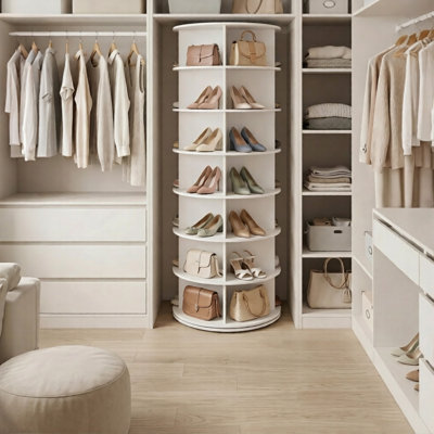 7 Tier Rotating Shoe Rack (White)