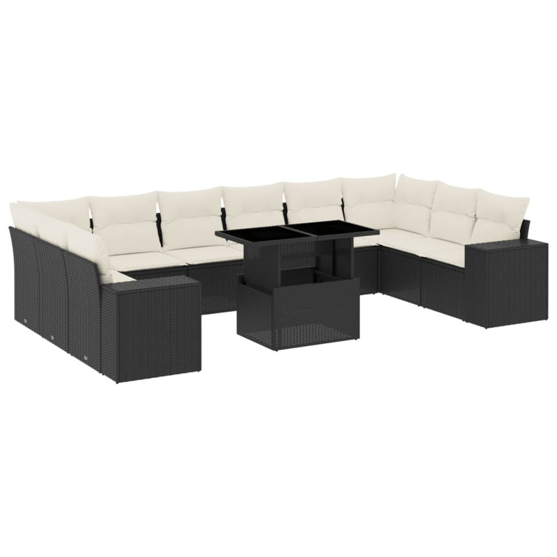 Ensemble de canapé de jardin Vidaxl noir, blanc crème