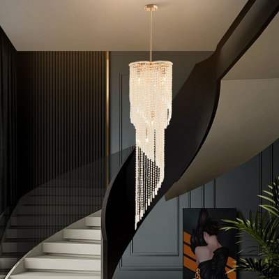 Spiral Crystal Chandelier Ceiling Mount Pendant Light E12 Lamp Holder 110V