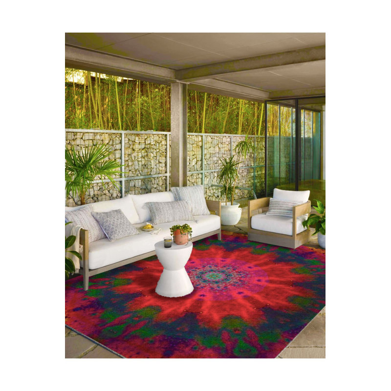 Tapis rouge lavable à la machine, Sous-tapis carré 3 pi 3 po inclus