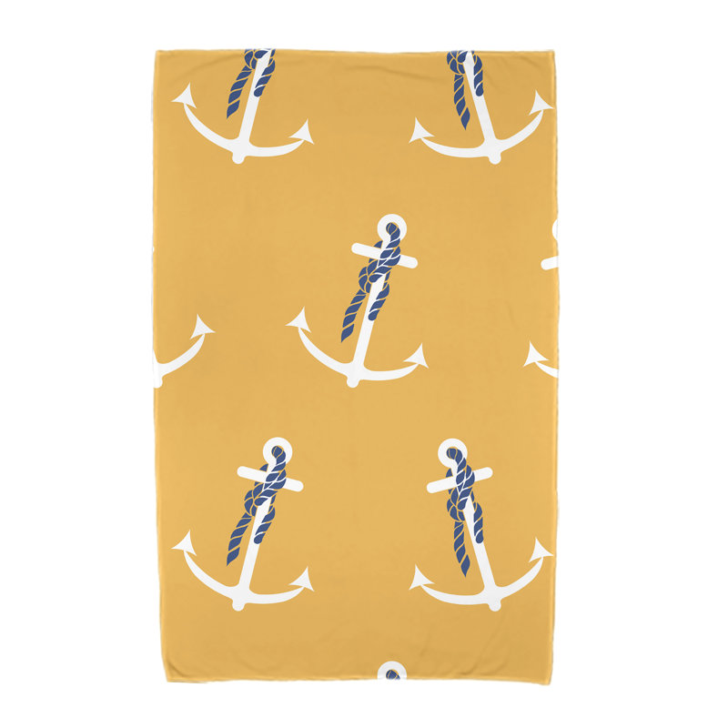Serviette de plage à imprimé géométrique Ludwig Anchor Whimsy, Jaune