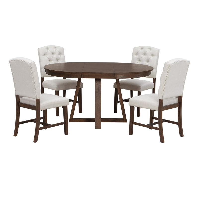 5-Piece Retro Functional Dining Set, Walnut