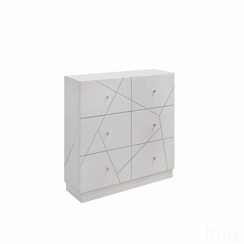 Commode - Design géométrique avec finition laquée et tiroirs doublés de velours rouge