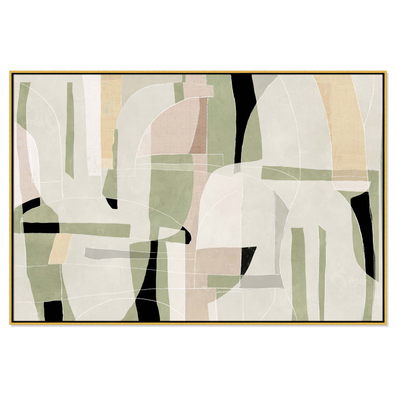 Sunny Barcelona - Floater Frame Canvas, Gold, 61.5" W x 41.5" H
