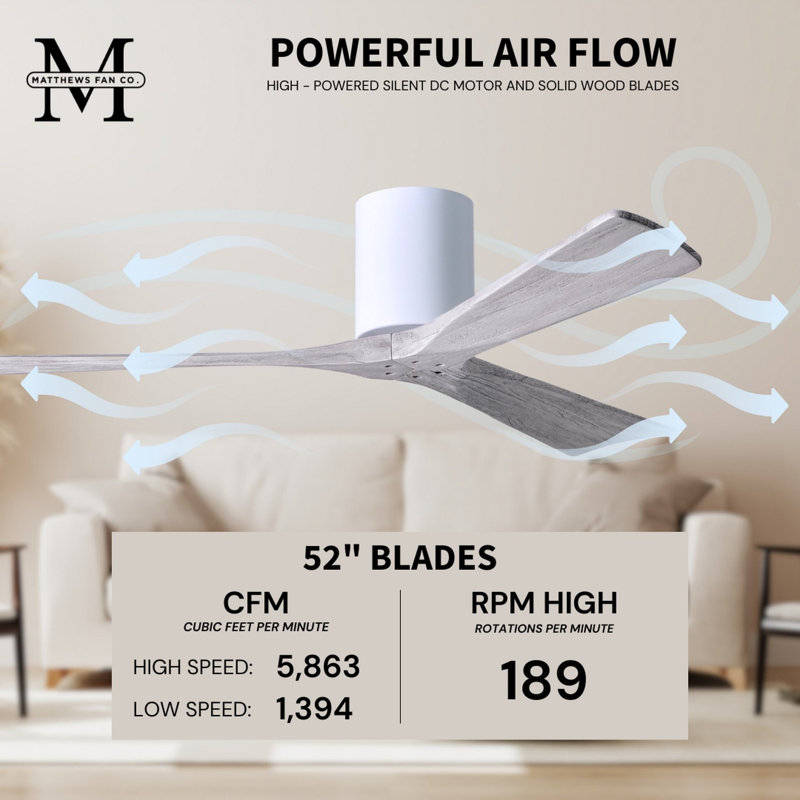 Irene Ceiling Fan, Gloss White, Barn Wood Tone, 52"