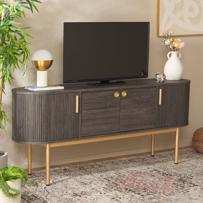 Oduvaldo 70.9" W TV Stand with Adjustable Shelves , Gray
