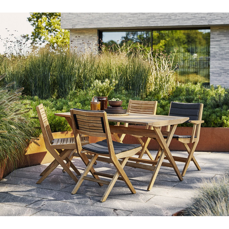 Teak Folding Outdoor Dining Table with Slatted Design