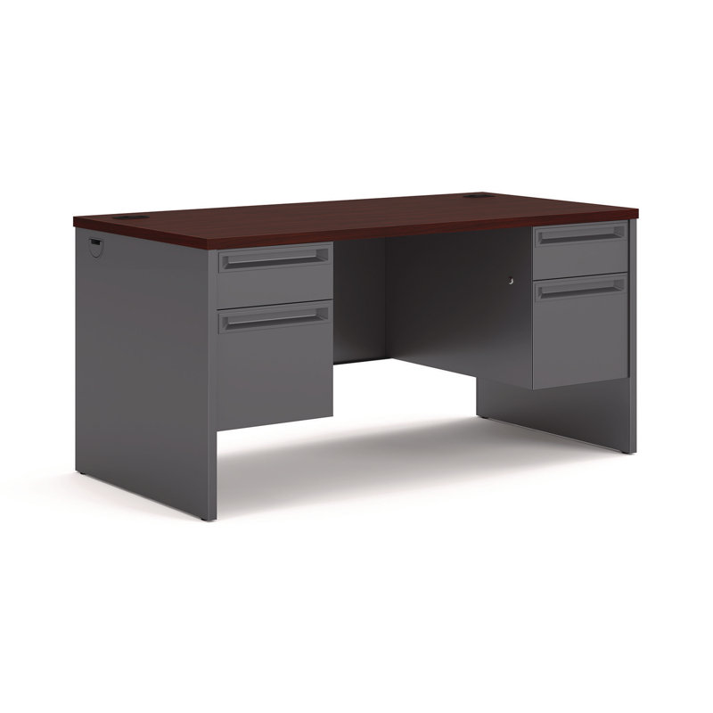 38000 Series Executive Desk, Mahogany/Charcoal, 29.5" H x 60" W x 30" D
