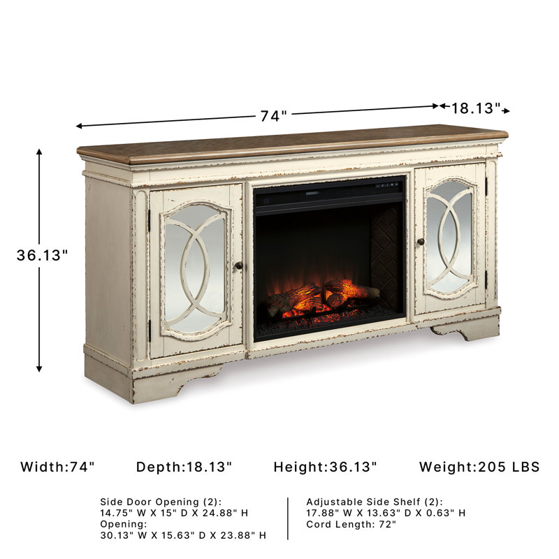 Philly Unfinished TV Stand for TVs up to 70" with Fireplace Included