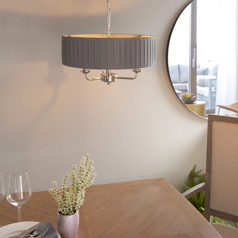 Landover 3 - Light Drum Chandelier, Bright Nickel, Charcoal