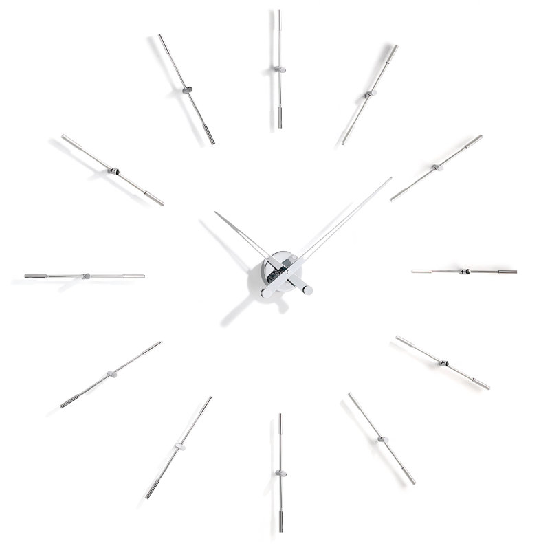 Très grande horloge murale 43 po Merlin, Argent, Petit