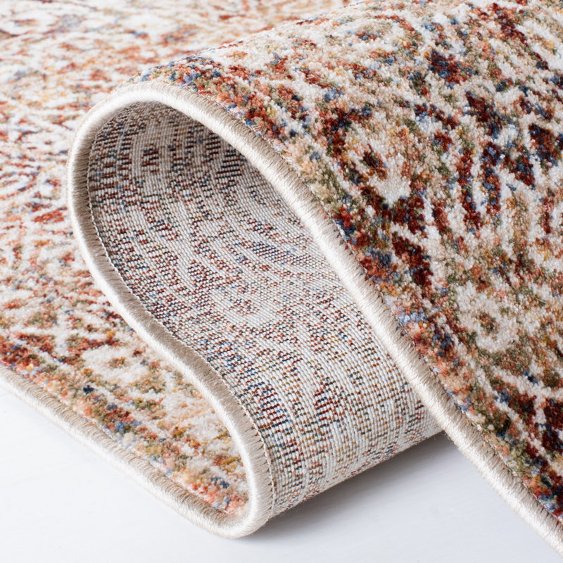 Pascal Ivory and Brown Synthetic Vintage Area Rug, 9'9'' x 13'