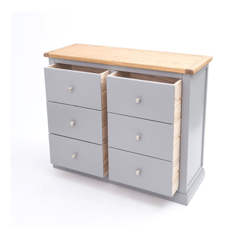 Millan 110cm W 6 - Drawer Chest of Drawers, Grey/Chrome