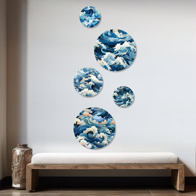 Parke - Abstract Coastal Round Wall Art Set Of 5