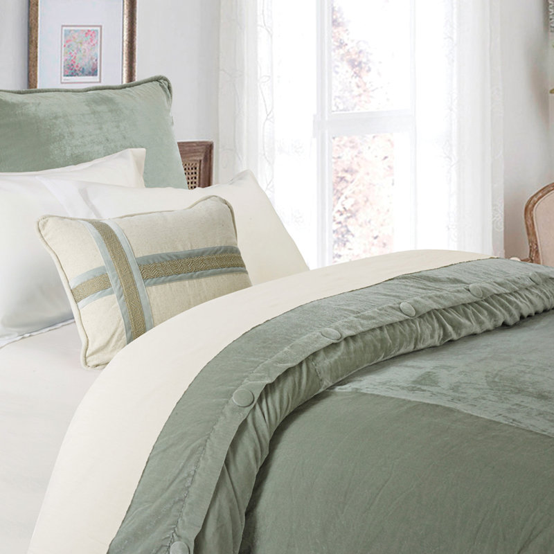 Housse de couette en velours vert Arlington, Housse de couette pour grand lit