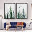 «Watercolor Green Forest And Birds Nature», 2 pièces-98554254-98554255