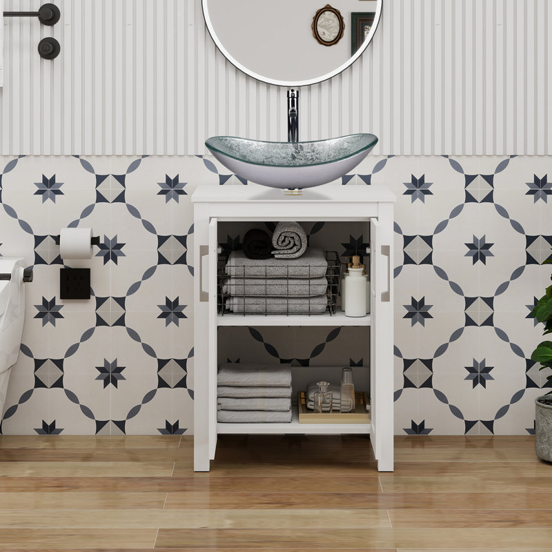 Ensemble de meuble-lavabo simple 24 po Nickros, Argenté