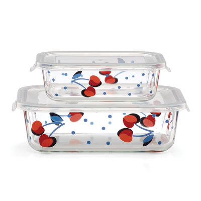 Vintage Glass Food Storage - Set of 2 Containers and 2 Lids
