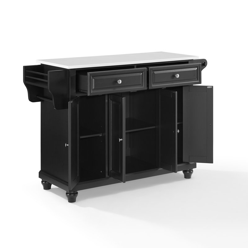 Baines Granite Top Kitchen Island, Black