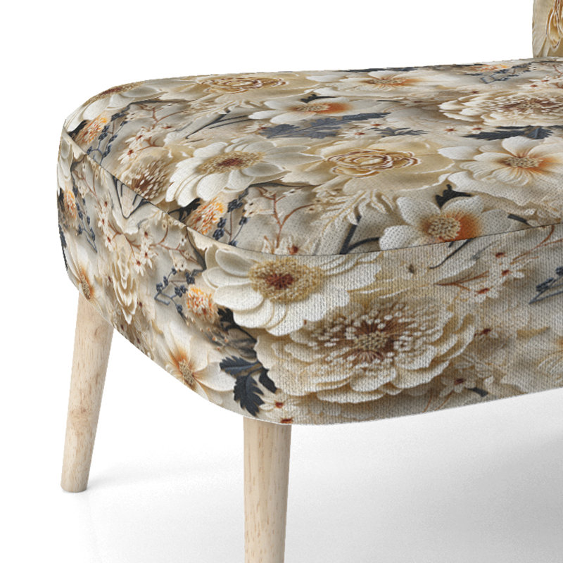 Chaise d'appoint rembourrée crème Lace Botanics II