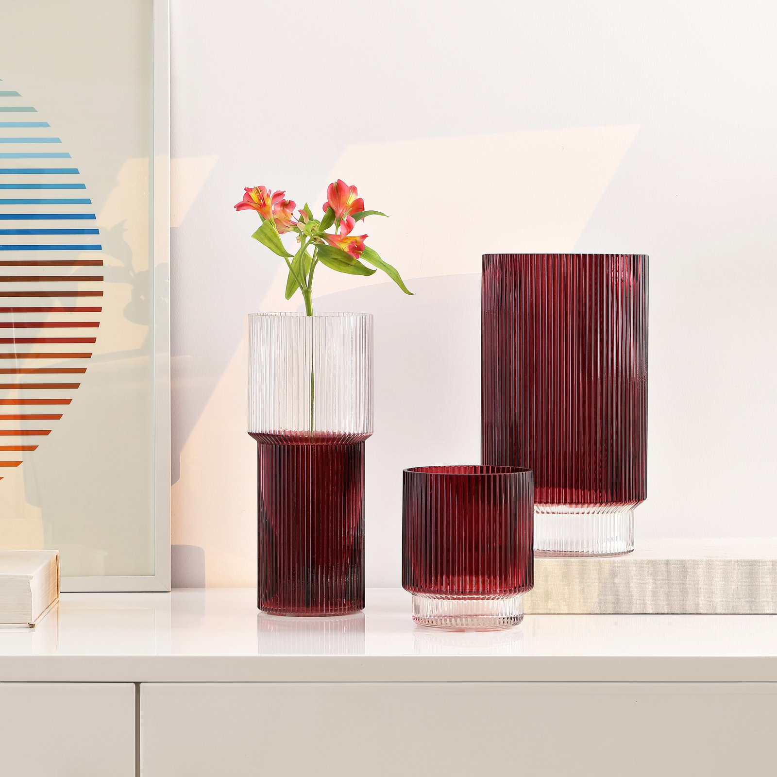 Glass Table Vase, Cranberry