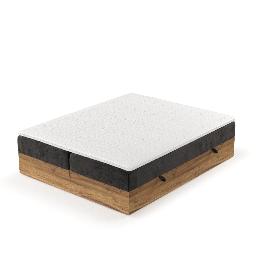 Premium Boxspringbett FARO mit Taschenfederkernmatratze mit Kokosmatte und Latex-Topper