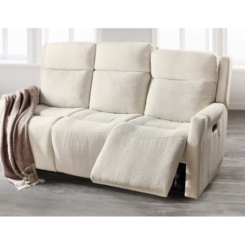Nelson Zero Gravity Power Sofa with Power Headrests and Lumbar, White/Cream
