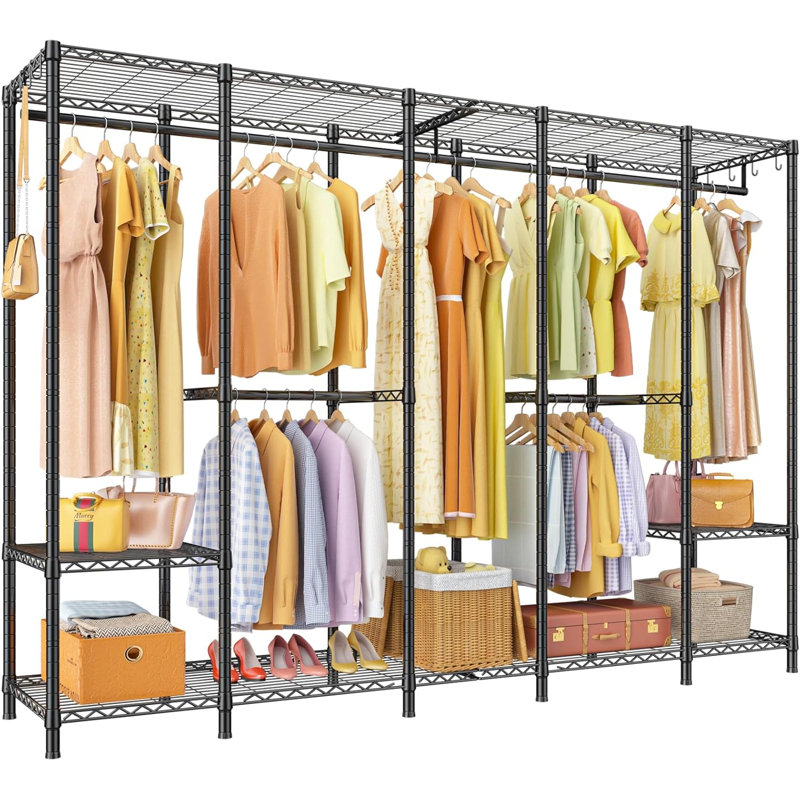 89.8" 1400LBS Extra Large Wardrobe Rack – Height-Adjustable Carbon Steel Closet Rack for Walk-In Closets