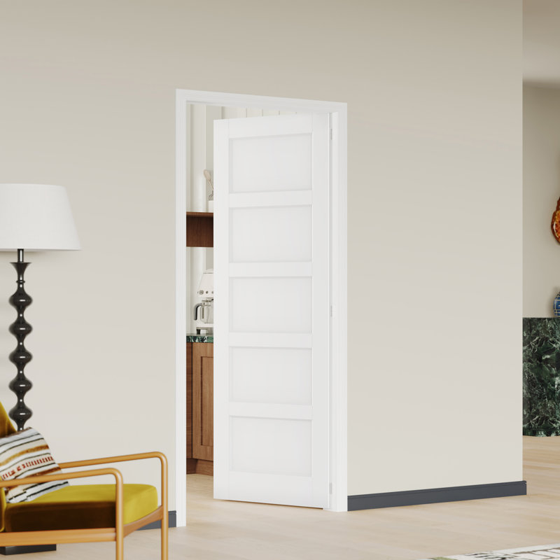 Porte intérieure double avec cadre assorti et porte de garde-manger intérieure en MDF blanc à 5 panneaux de style shaker, Oui