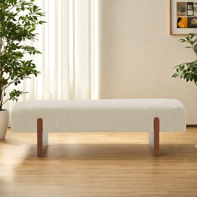 Repose-pieds en flanelle de long en bois massif, H 16,93 po x l 70,87 po x P 17,72 po