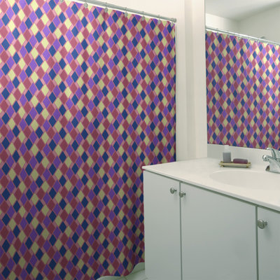 Rideau de douche simple à motif de losanges Retro