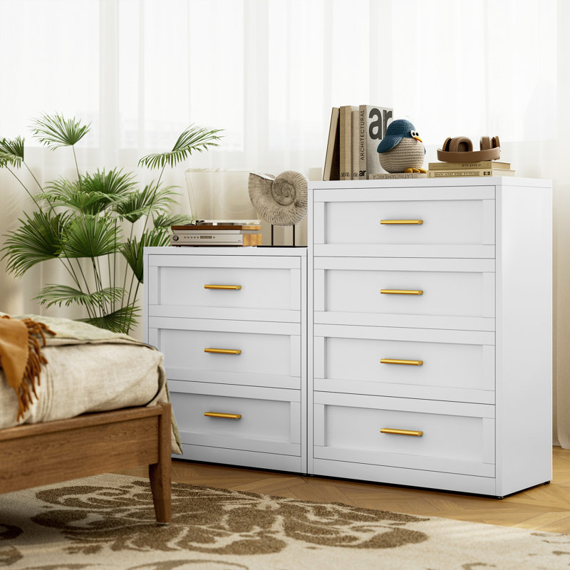 Commode à trois tiroirs, Blanc