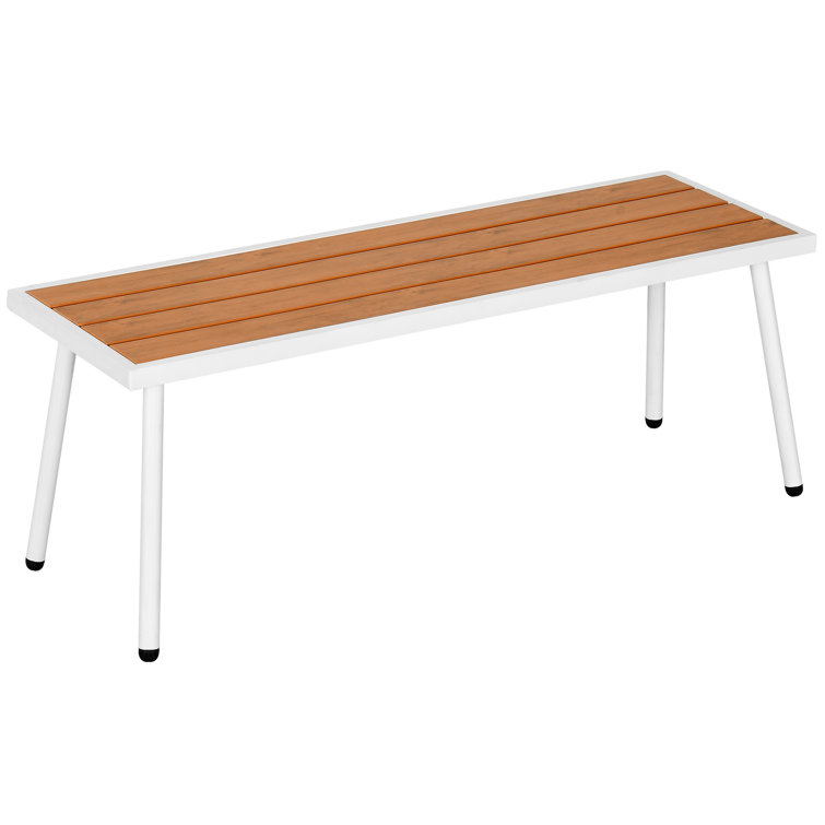 Jahred Metal/Solid Wood Outdoor Bench