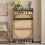 Armoire de rangement à chaussures en rotin avec 3 tiroirs rabattables