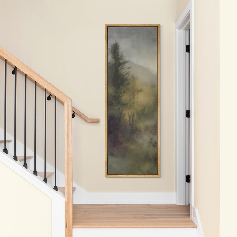 «Misty Forest Path Green Landscape Art», reproduction d'art sur toile encadrée, Naturel, H 60 po x l 20 po x P 1,5 po