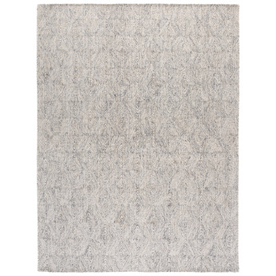 Koben Ebony Hand Tufted Wool/Cotton Geometric Rug in Navy/Ivory