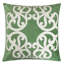 Coussin décoratif Dery, velours vert vintage avec accent de vigne, carré de 20 pouces-122359332
