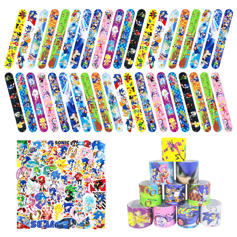 90Pcs Sonic Party Supplies, 40 Pcs Sonic Bracelets & 50 Pcs Sonic Stickers