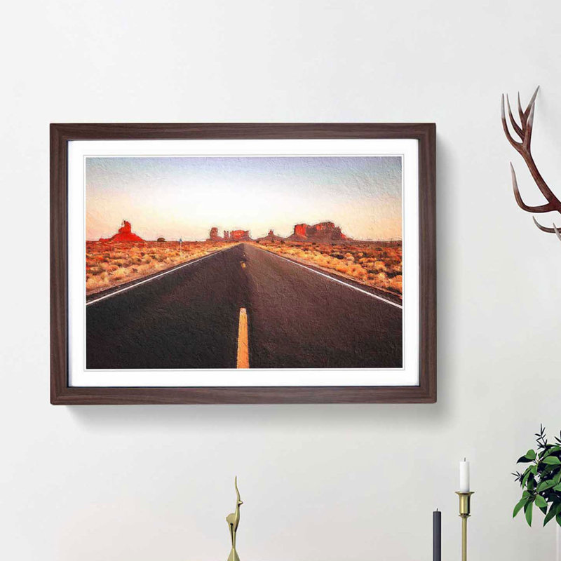 Road Through Arizona - Picture Frame Painting Print, Walnut Framed, 48cm H x 65cm W x 2cm D