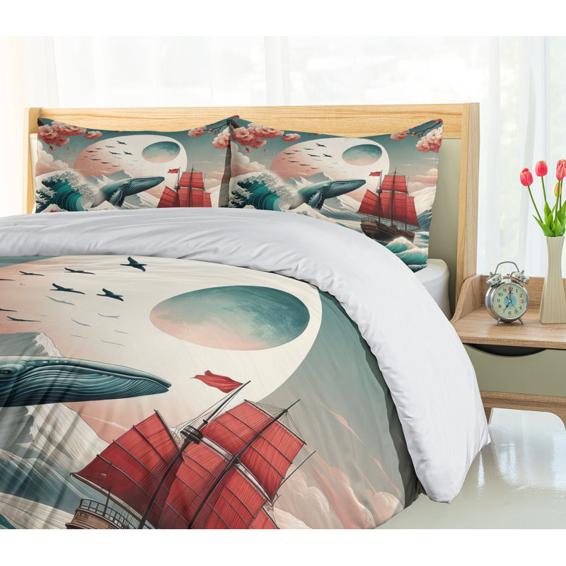 Nautical Duvet Cover, California King Duvet Cover + 2 Standard Shams