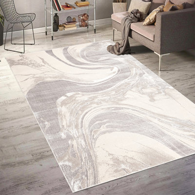 Modern Abstract Area Rug – 100% Polyester, Antistatic, Soil & Water Repellent, Colourfast Living Room Carpet