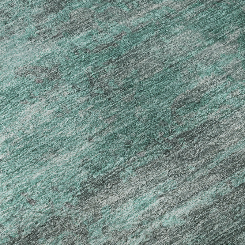Tapis abstrait lavable à la machine de qualité supérieure Mayfield AMF2071, Sarcelle, 8 pi x 10 pi
