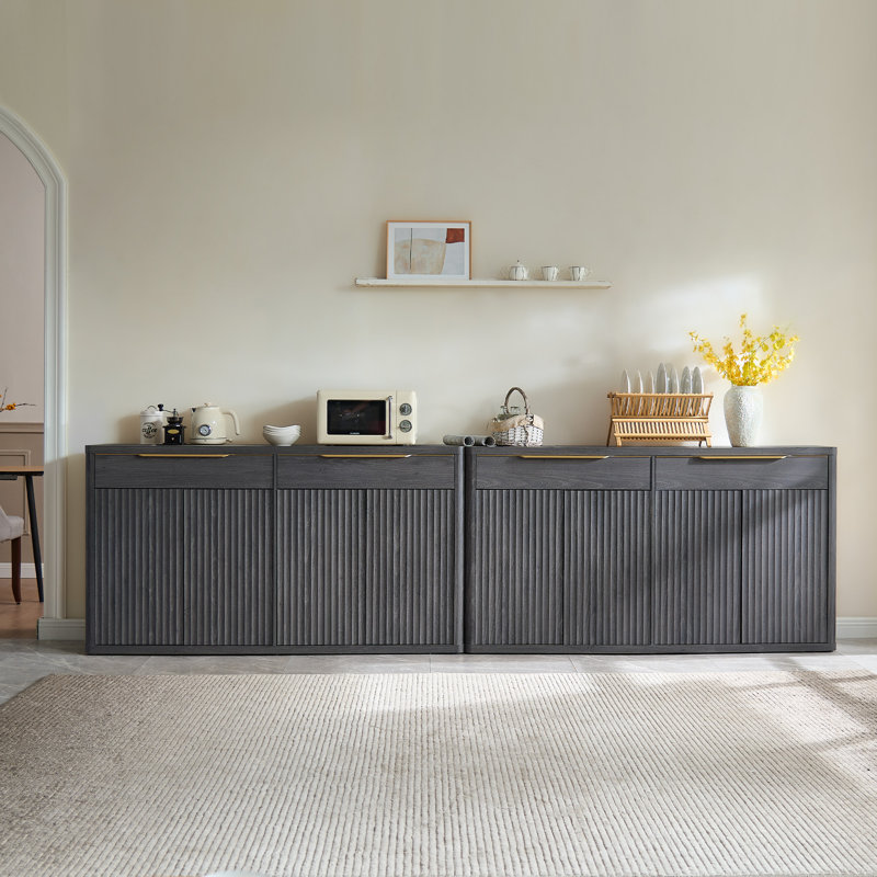 Cesiro 66.34'' Sideboard With 4 Doors And 2 Drawers, Dark Gray Alder