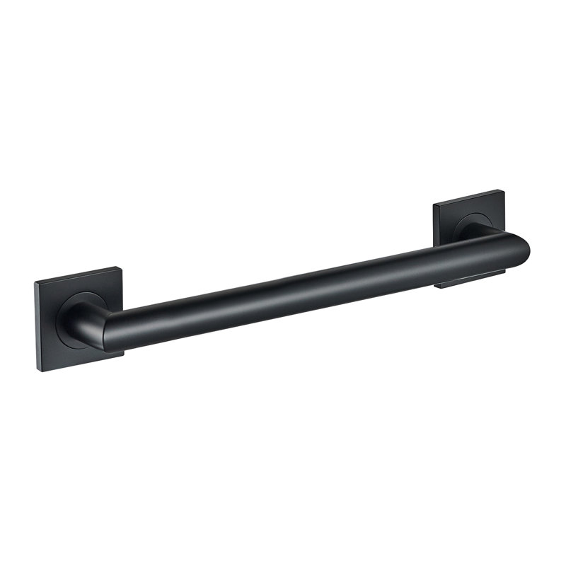 18" Wall-Mounted Crater Grab Bar - Matte Black, Premium Brass Construction, Installation Hardware Included, Matte Black
